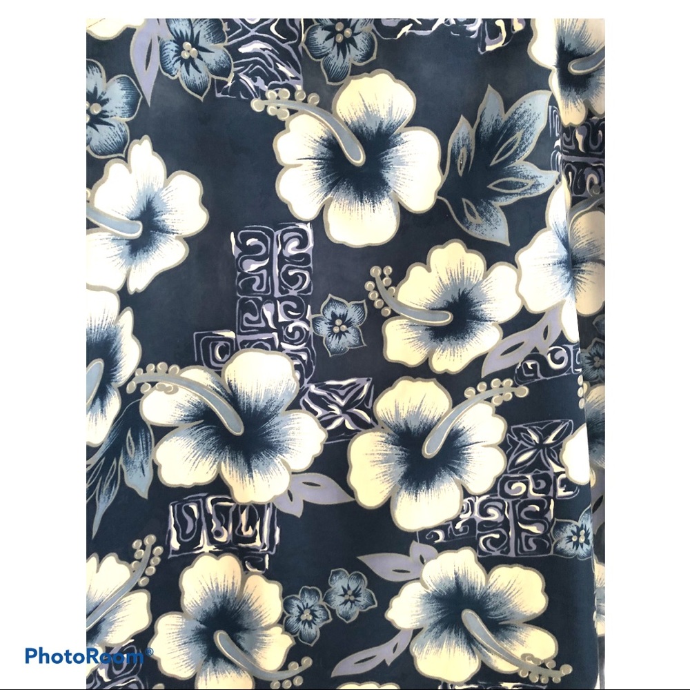 Vintage‎ Hawaiian Hibiscus Slip Dress Blue White Tropical Sundress Resort Wear L - Picture 6 of 12